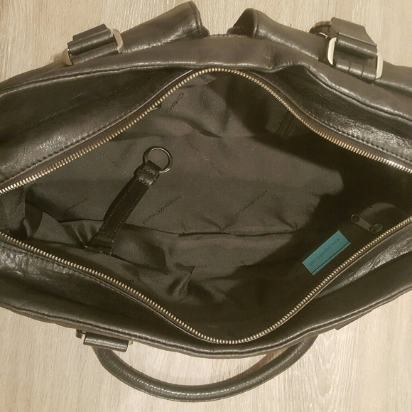 Piquadro Black Leather Duffle Bag Weekender - Picture 5 of 16